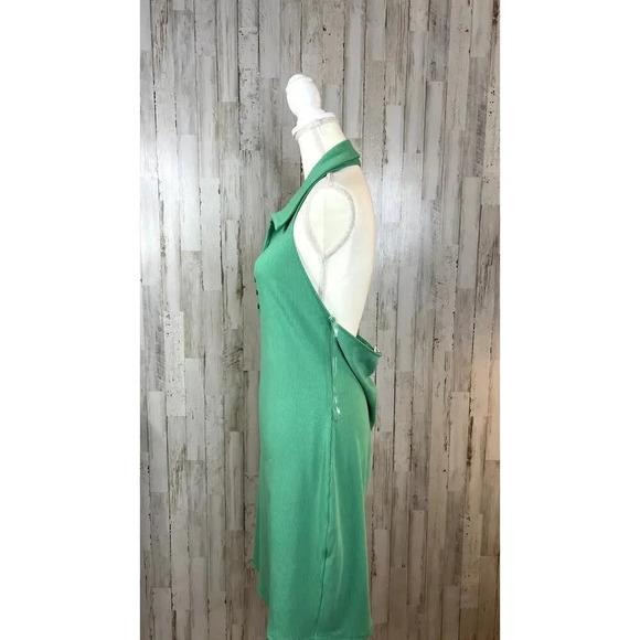 NWT Fashion Nova Women's Plus Size 2X Green Ribbed Halter‎ Collared Mini Dress - Picture 13 of 13